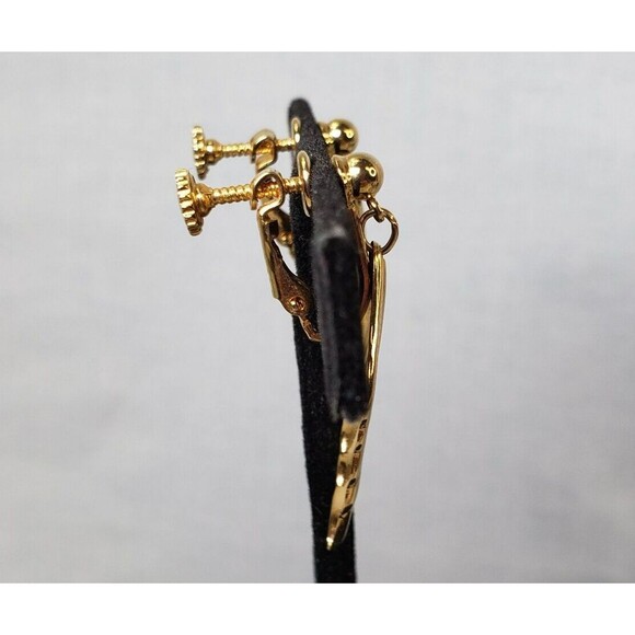 Vintage Napier Gold Tone Dangle Drop Screw Back Leaf Shaped Earrings - Picture 9 of 13